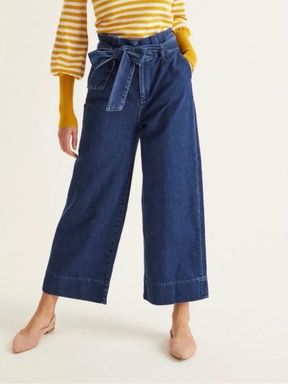 Boden Paper Bag Wide Leg Crop Denim Pant size 6